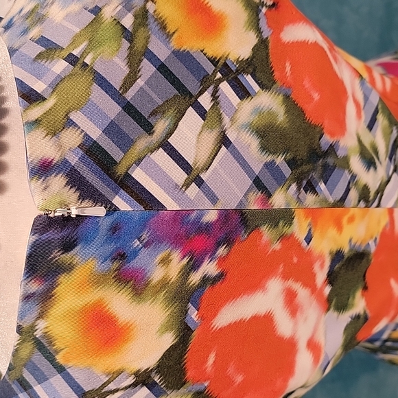 ❤Oscar de la Renta Dress w/ Bright Floral/Lattice Print & Gorgeous Pleats/Panels - Picture 6 of 16